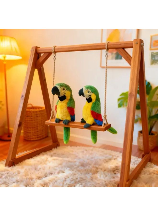 Green Realistic Plush Parrot Doll Soft Feathered Stuffed Bird Toy Gift - Image 2