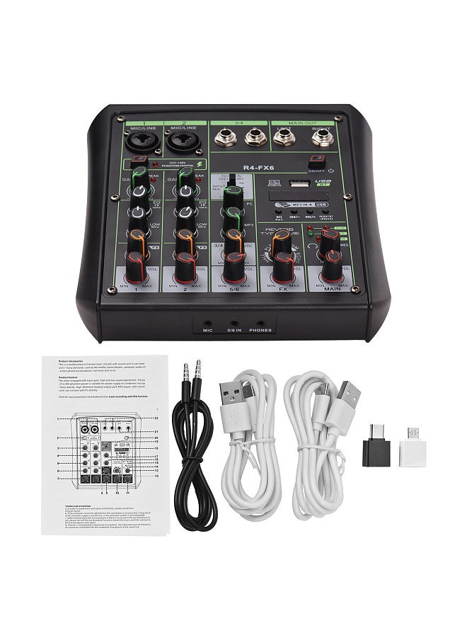 Generic - 6 Channel Audio Mixer 48V Phantom Power OTG Mixing Console USB MP3 player with Recording BT Sound Console - Image 1