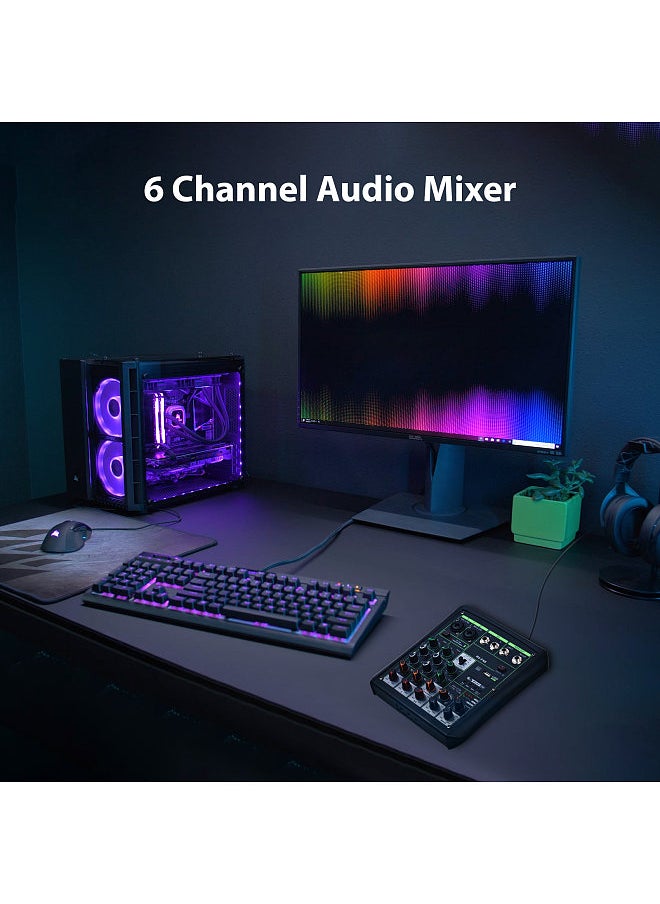 Generic - 6 Channel Audio Mixer 48V Phantom Power OTG Mixing Console USB MP3 player with Recording BT Sound Console - Image 1