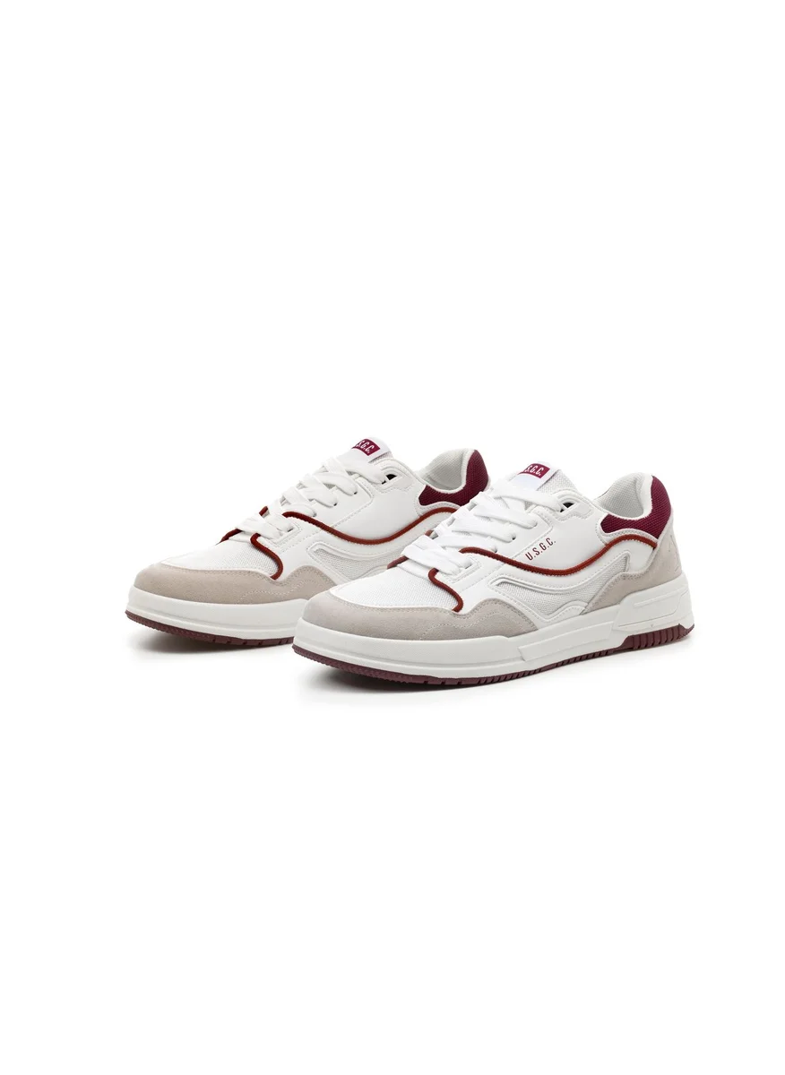 نادي غولف يو إس Mens Sneakers White-Red Sneakers | Casual | Retro Style | Italy