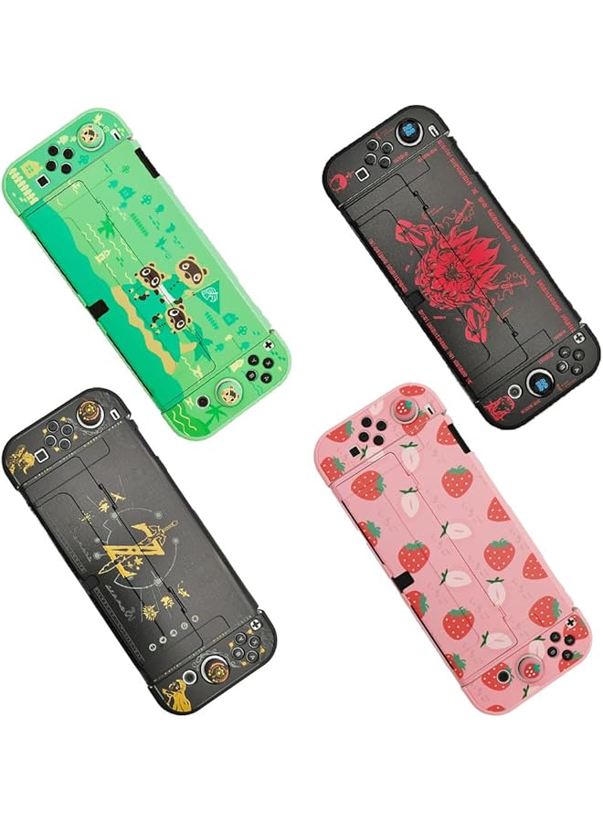 AXIYIBZI Protective Case Compatible With Switch Oled 2021 Hard Shell Case Cover For Switch Oled 7 Inch And Joy Con Controllers With 4 Thumb Grips Zelda Switch Oled Carrying Case - Image 3