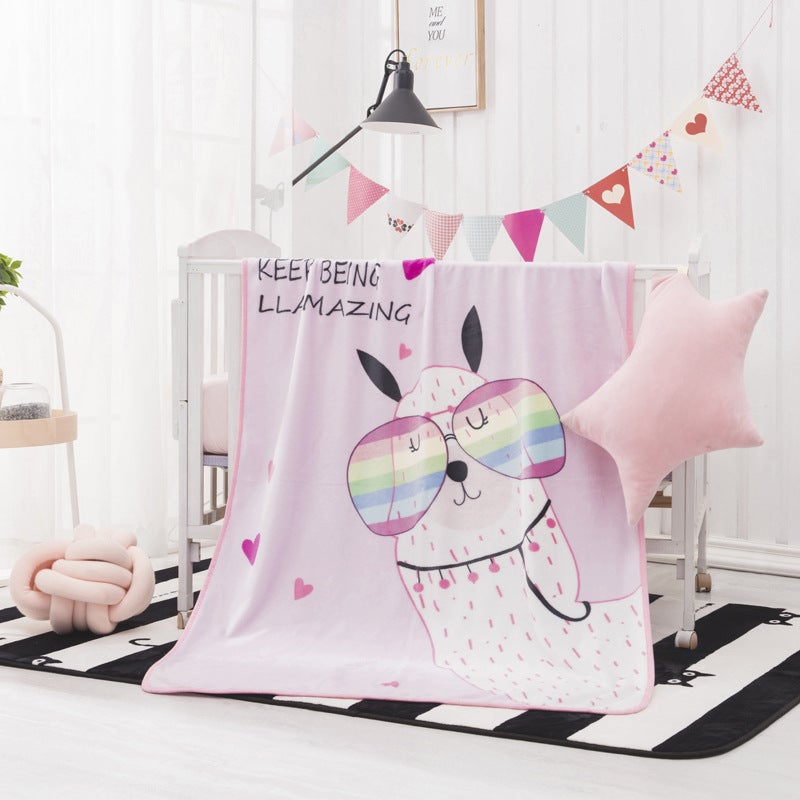Cartoon Kids Blanket Soft Fleece Four Season Gift Alpaca 