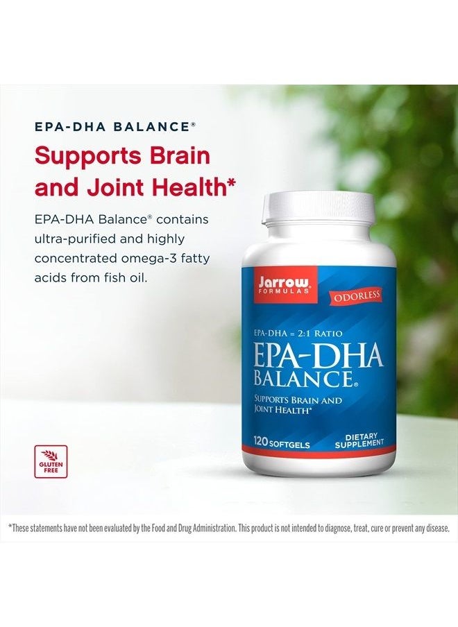 jarrow formulas - EPA-DHA Balance 600 mg - 120 Softgels - 2:1 Ratio of EPA & DHA - Supplement Supports Brain & Joint Health - Ultra-Purified, Highly Concentrated - 60 Servings (Packaging May Vary) - Image 1