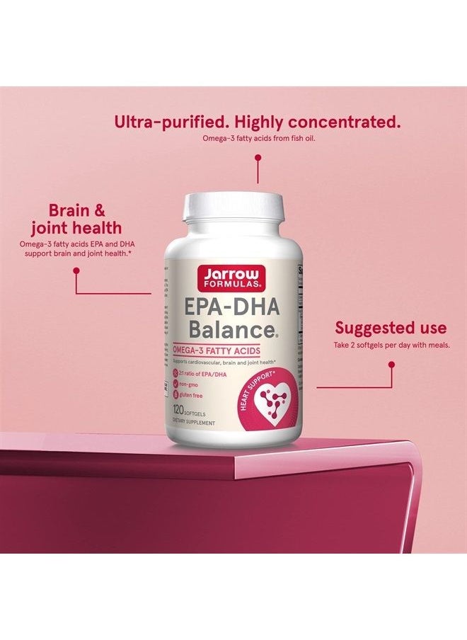 jarrow formulas - EPA-DHA Balance 600 mg - 120 Softgels - 2:1 Ratio of EPA & DHA - Supplement Supports Brain & Joint Health - Ultra-Purified, Highly Concentrated - 60 Servings (Packaging May Vary) - Image 1