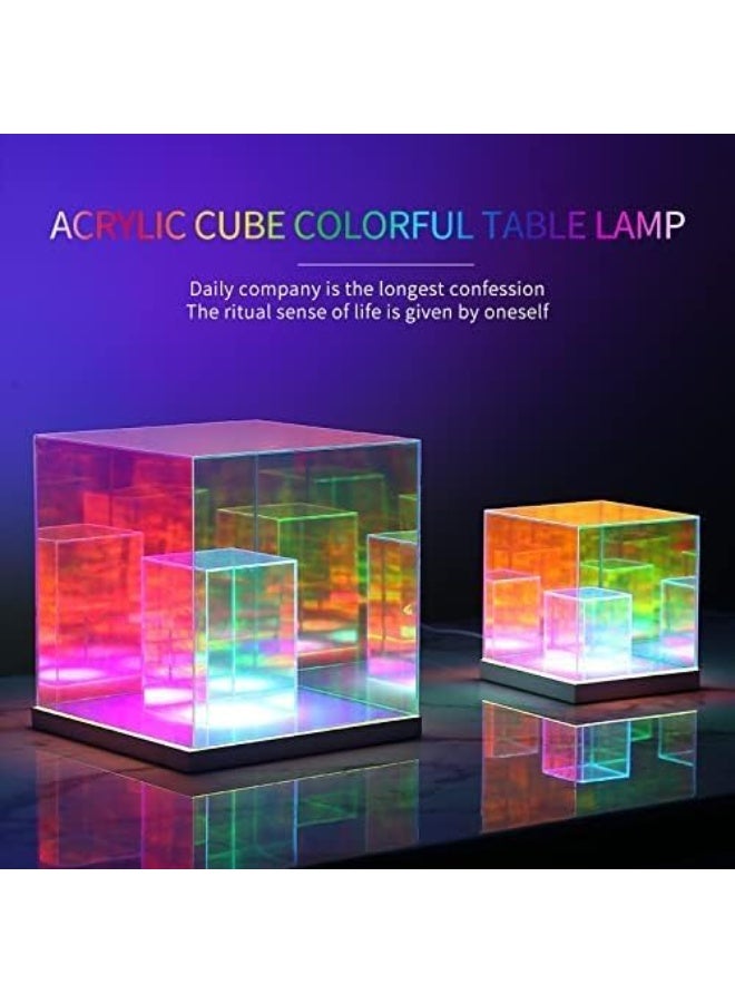 showkah® Holographic RGB Night Light – LED Tesseract Cube Lamp with Game Sound Effects, 3 Modes, Rechargeable, 3D Infinity Illusion Desk Light for Kids & Gamers - Image 1