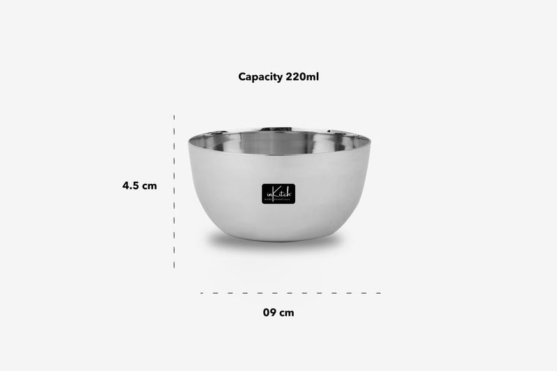 inKitch Stainless Steel Heavy Gauge Solid Apple BowlWatiKatoriChiku Shape with Mirror FinishDurable Kitchware220ml 6Pc - Image 3