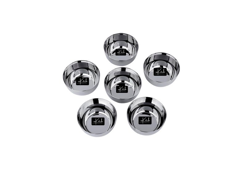 inKitch Stainless Steel Heavy Gauge Solid Apple BowlWatiKatoriChiku Shape with Mirror FinishDurable Kitchware220ml 6Pc - Image 1