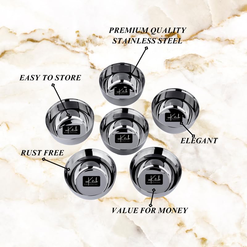 inKitch Stainless Steel Heavy Gauge Solid Apple BowlWatiKatoriChiku Shape with Mirror FinishDurable Kitchware220ml 6Pc - Image 4