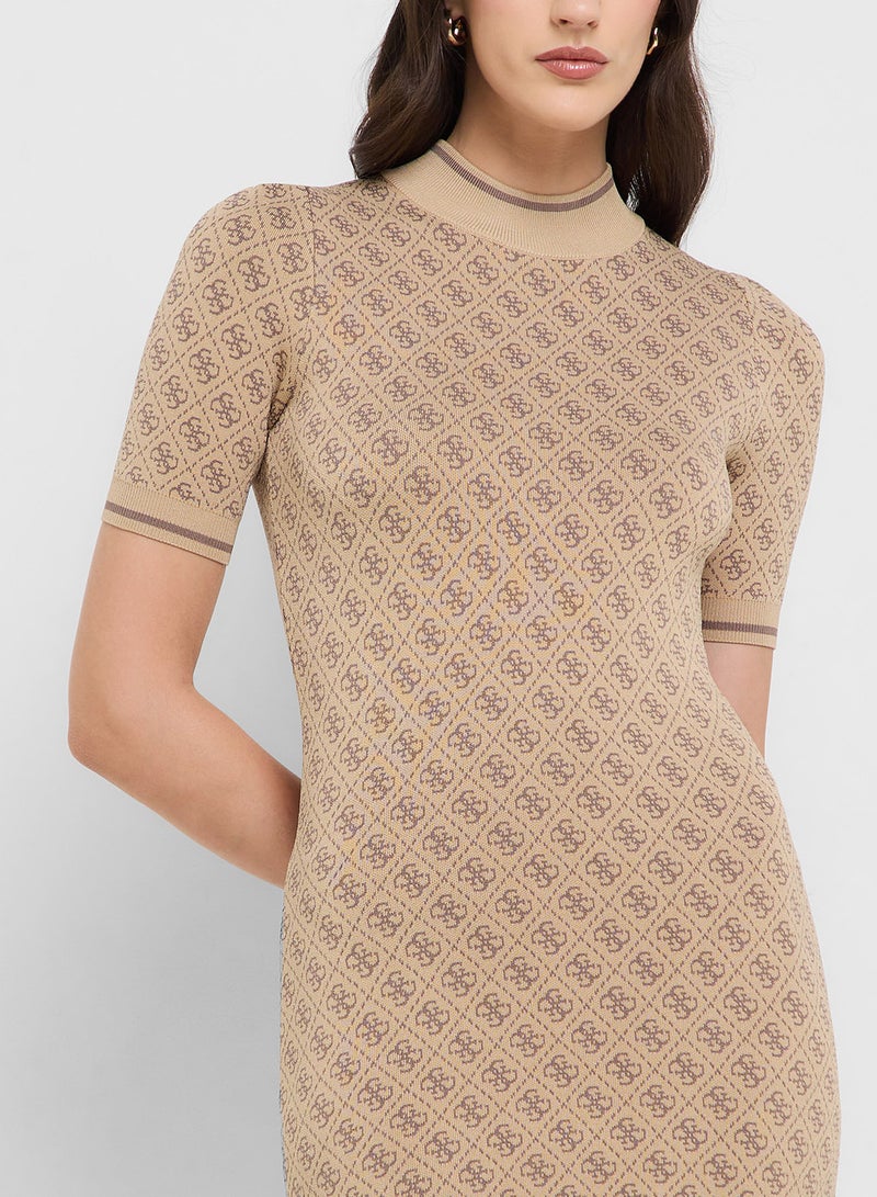 GUESS Short Sleeve Lise 4G Logo Sweater Dress - Image 3