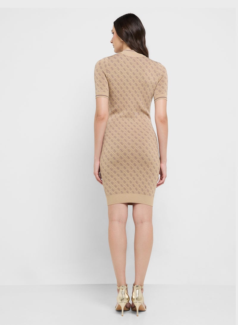 GUESS Short Sleeve Lise 4G Logo Sweater Dress - Image 2