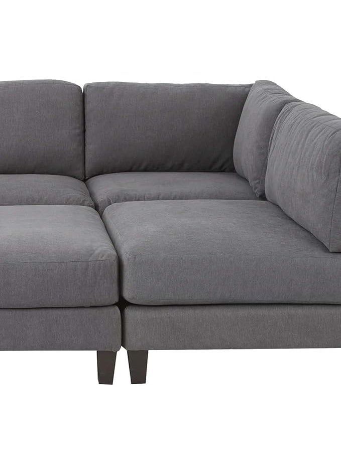 Al Zakharef Furniture Chelsea Modular Sectional Sofa 270×180 cm – 6-Piece L-Shaped Living Room Sofa, Polyester Fabric Upholstery, Wooden Legs, Medium-Soft Seating – Grey - Image 2