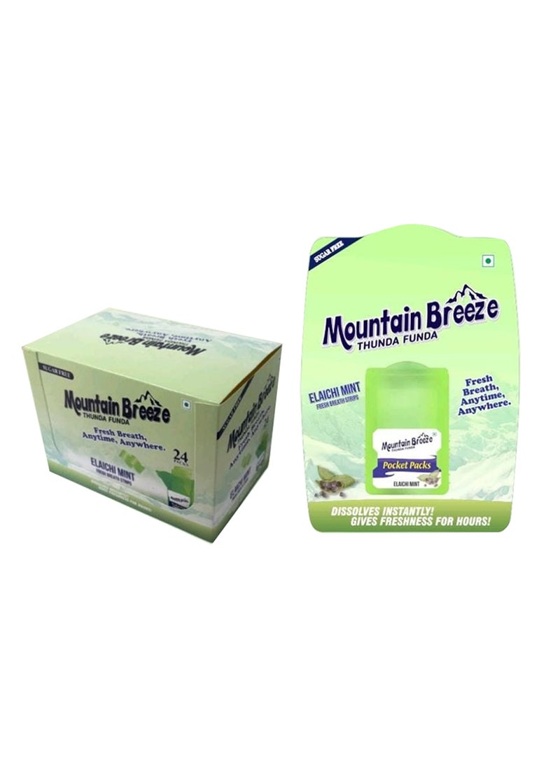 Mountain Breeze Oral Hygiene Mouth Freshener Sugar Free Elaichimint Flavoured Breath Strips (24 Strips Each Cassatte)-Pack Of 1(24 Cassette) - Image 1