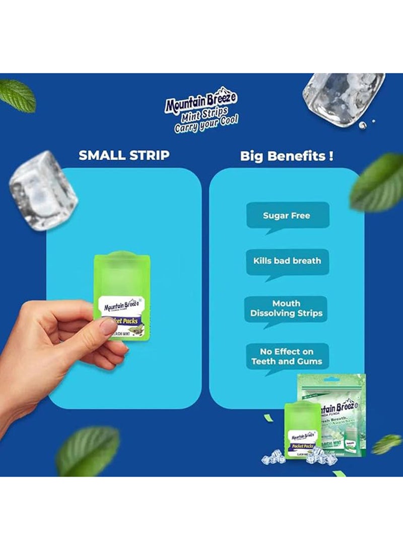 Mountain Breeze Oral Hygiene Mouth Freshener Sugar Free Elaichimint Flavoured Breath Strips (24 Strips Each Cassatte)-Pack Of 1(24 Cassette) - Image 3