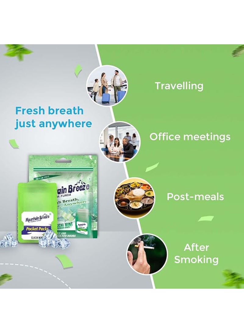Mountain Breeze Oral Hygiene Mouth Freshener Sugar Free Elaichimint Flavoured Breath Strips (24 Strips Each Cassatte)-Pack Of 1(24 Cassette) - Image 4
