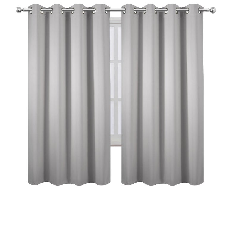 LEMOMO Light Grey Blackout Curtains 52 x 63 Inch Length/Set of 2 Curtain Panels/Thermal Insulated Room Darkening Blackout Curtains for Bedroom - Image 2