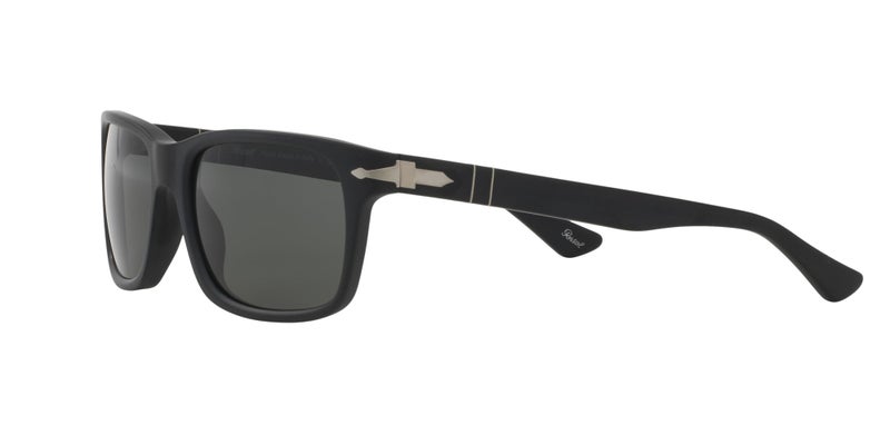 Persol PO3048S Rectangular Sunglasses, Black/Green Polarized, 58 mm - Image 3
