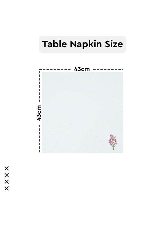 Encasa XO طقم مناديل طاولة الطعام إنكاسا XO مكون من 6 قطع | مناديل قطنية 43x43 سم | تصميم تطريز زهور بيضاء - Image 4