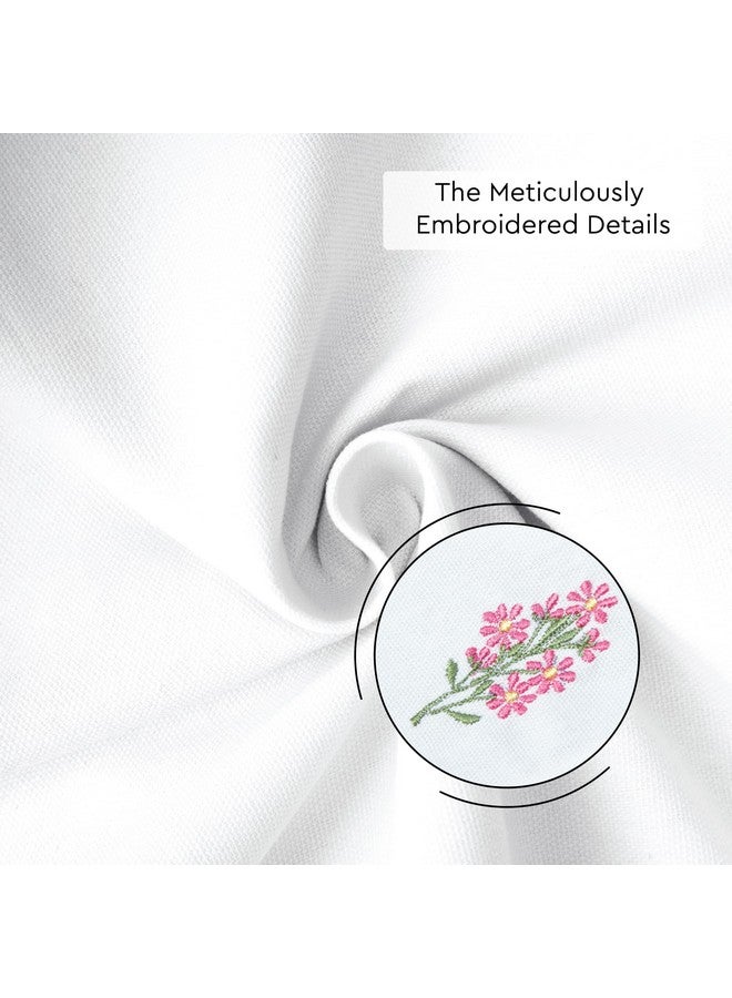 Encasa XO طقم مناديل طاولة الطعام إنكاسا XO مكون من 6 قطع | مناديل قطنية 43x43 سم | تصميم تطريز زهور بيضاء - Image 3