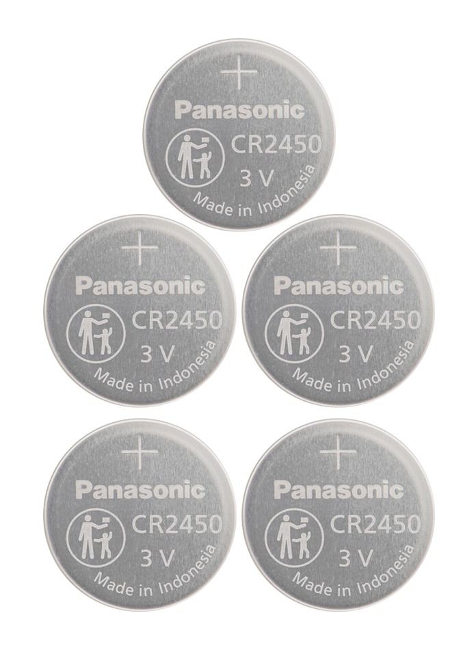 Panasonic CR 2450 Lithium Coin Battery Pack of 5 - Image 1