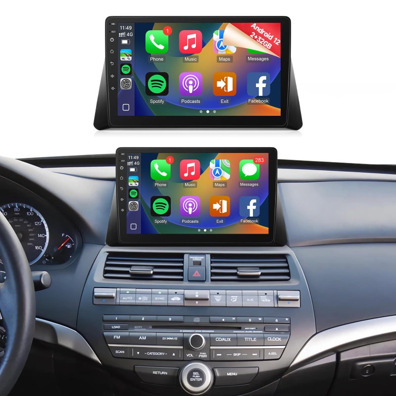 Naifay Android 12 Car Radio for Honda Accord 8th 2008 2009 2010 2011 2012 2013, 10.1inch IPS Touch Screen for Accord Stereo with Carplay Android Auto/Bluetooth/GPS/WiFi/FM/Backup Camera - Image 1