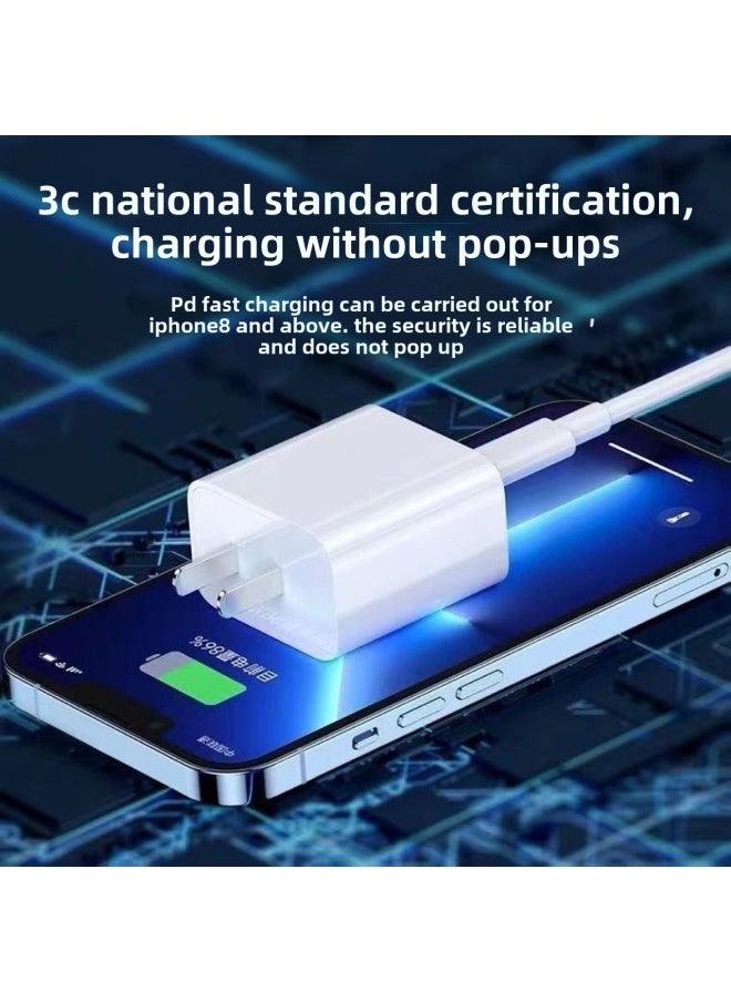 Generic - Suitable For Apple Charger 20W Pd Fast Charging Line Set IPhone Charging Line Data Line Charging Head 3C Certification-Color:PD12W Standard 20W Single Head ] - Image 1