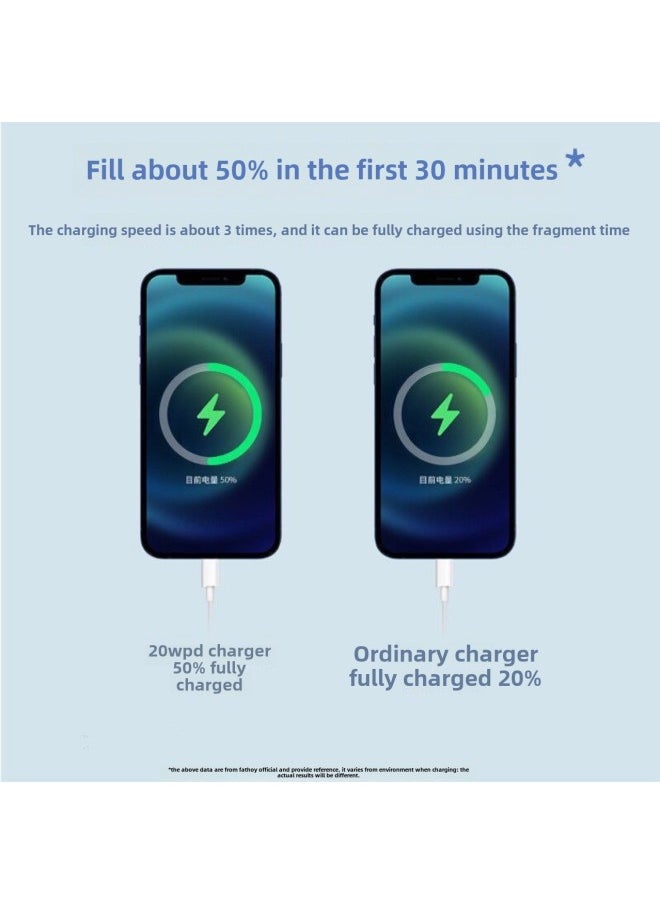 Generic - Suitable For Apple Charger 20W Pd Fast Charging Line Set IPhone Charging Line Data Line Charging Head 3C Certification-Color:PD12W Standard 20W Single Head ] - Image 1