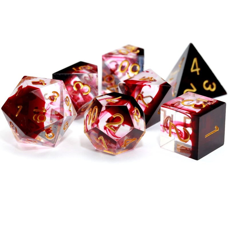 Haxtec Sharp Edge DND Dice Set Red Blood Swirls Resin Dice DD Dice for RPG Role Playing Games Compatible with Dungeons and Dragons Gift - Image 3