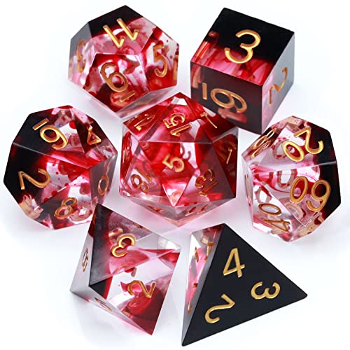 Haxtec Sharp Edge DND Dice Set Red Blood Swirls Resin Dice DD Dice for RPG Role Playing Games Compatible with Dungeons and Dragons Gift - Image 5