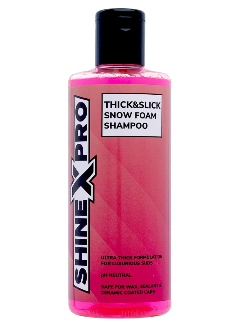 Shinex شامبو غسيل السيارات ShineXPro 300 مل مركز فائق السماكة - رغوة كثيفة محايدة لدرجة الحموضة - شامبو رغوة السيارة الثلجي السميك الذي يعمل مع كل من غسول الدلو ومدفع الرغوة (300 مل) - Image 1