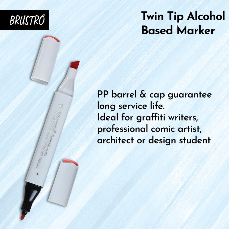 BRUSTRO Twin Tip Alcohol Based Marker|Set of 2 - Black & Colourless Blender |Tip Size - Broad 1-7mm line, Fine 0.7mm| Ideal for Texturing,Sketching,Waterproof,Graffiti,Comic Artist,Architect,Fine Art - Image 3