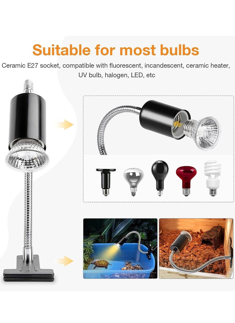 Reptile Heat Lamp, Reptile Light with 360° Rotatable Hose, Heat Lamp with 2 Bulbs (25w*1, 50w*1), Suitable for Bearded Dragon, Reptiles, Turtle, Lizard, Snake and more