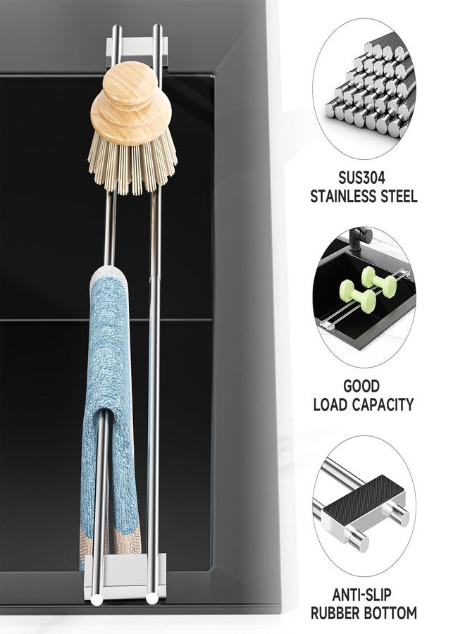 XILIMEN Dish Cloth Holder for Kitchen Sink, Adjustable Over-The-Sink Dish Rag Rack, Metal Kitchen Racks Sink Brush Holder, Drying Rack for Dishcloths, Sponges, Brushes, and Bottles (1, Sliver) - Image 5
