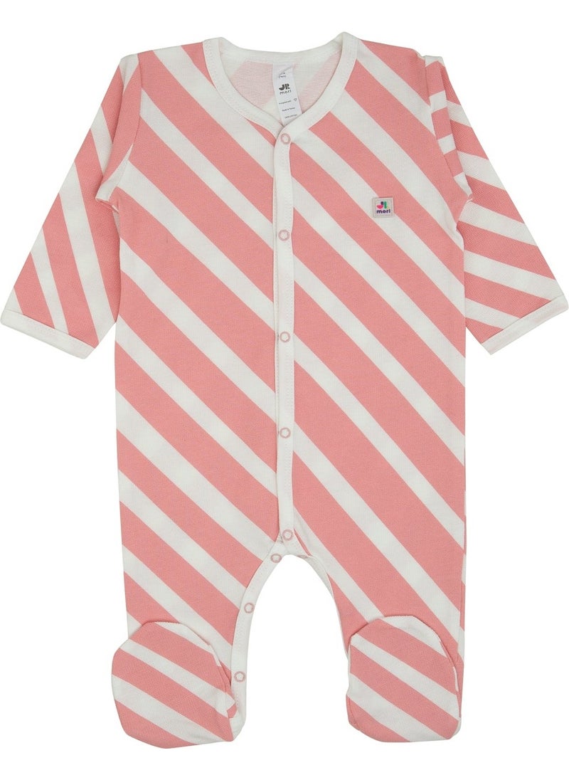 Jrmori Sideways Stripe Printed Jumpsuit with Snap Fasteners  - Image 1