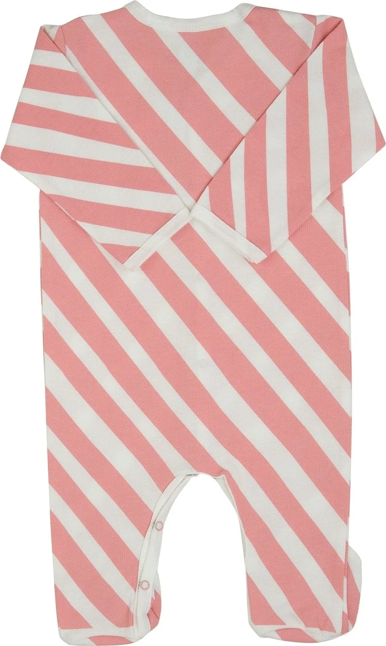 Jrmori Sideways Stripe Printed Jumpsuit with Snap Fasteners
