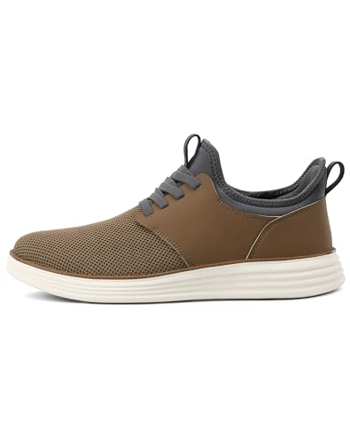 VILOCY Mens Slip On Casual Dress Shoes Hands Free Fashion Sneakers Mesh Tennis Walking Shoes Comfortable Work Shoes Breathable Lightweight Non Slip Brown,EU40 - Image 4