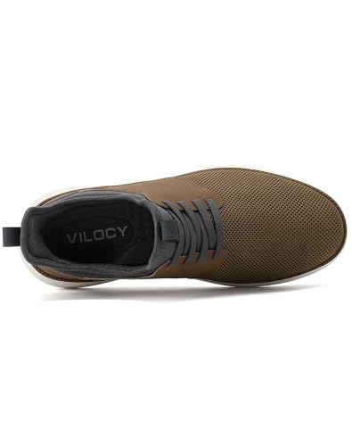 VILOCY Mens Slip On Casual Dress Shoes Hands Free Fashion Sneakers Mesh Tennis Walking Shoes Comfortable Work Shoes Breathable Lightweight Non Slip Brown,EU40 - Image 3
