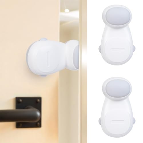 BASEEFY Automatic Baby Safety Door Stopper – Anti-Pinch Finger Guard Door Slam Stopper, Strong Adhesive 90° Rotating Child Safety Door Protector, EN71-3 Safety Certified (Pack of 2) - Image 1