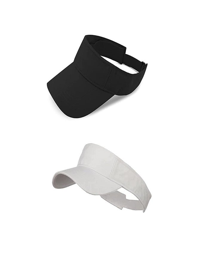 INFISPACE® Men's & Women's Cotton Adjustable Visor Cap (Pack of 2) (Black + White) - Image 1