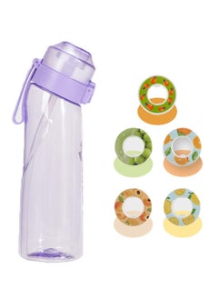 Sports Air Water Bottle, BPA-Free Starter Set Drinking Bottles with 5 Flavour Pods Scented for Flavouring, 0 Sugar, 0 Calorie (Purple)