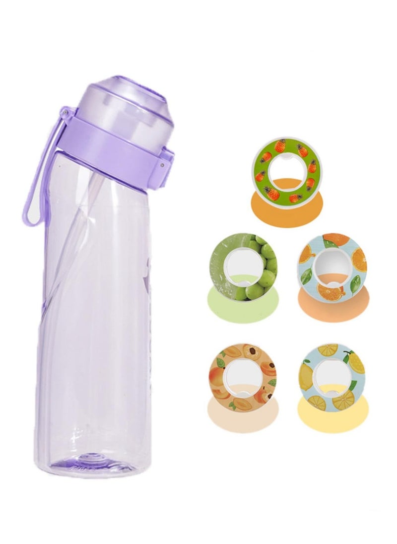 Generic - Sports Air Water Bottle, BPA-Free Starter Set Drinking Bottles with 5 Flavour Pods Scented for Flavouring, 0 Sugar, 0 Calorie (Purple) - Image 1