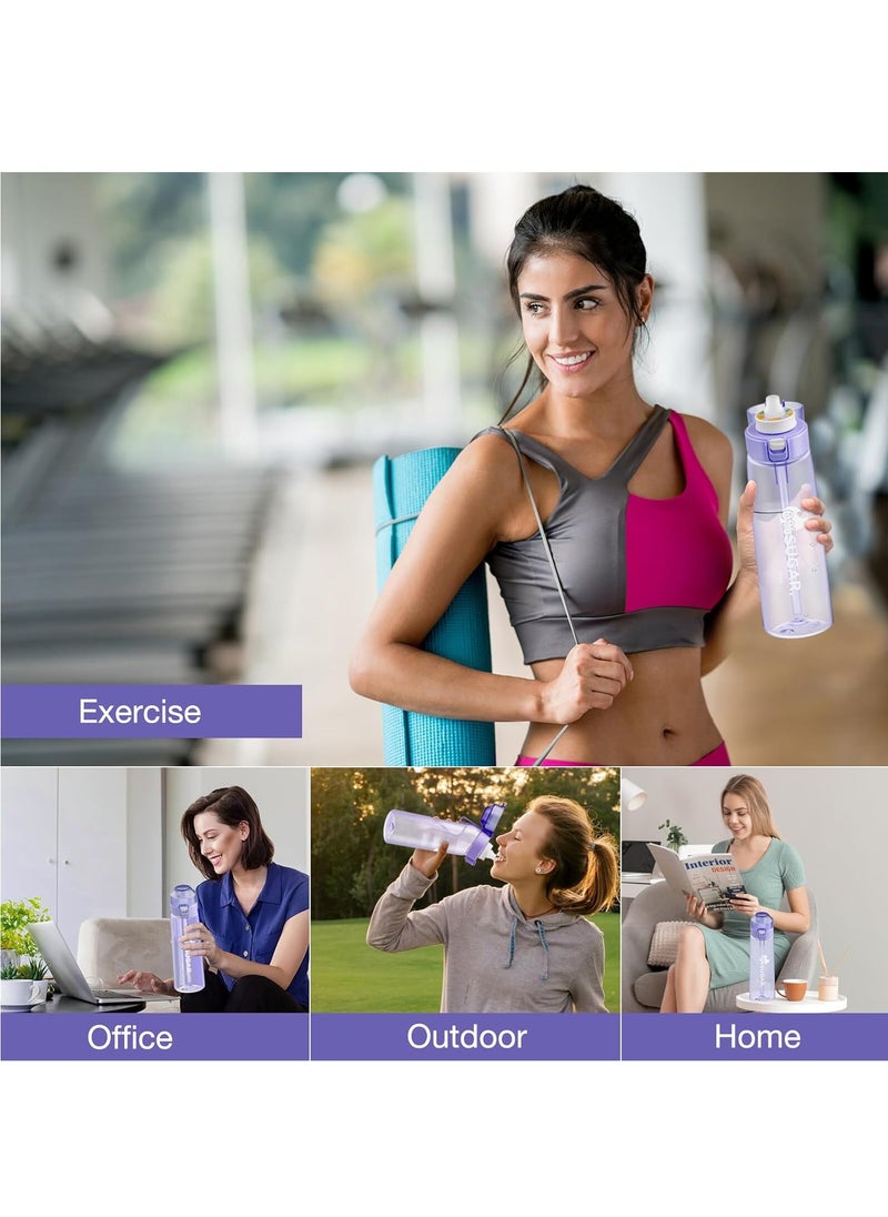 Generic - Sports Air Water Bottle, BPA-Free Starter Set Drinking Bottles with 5 Flavour Pods Scented for Flavouring, 0 Sugar, 0 Calorie (Purple) - Image 1