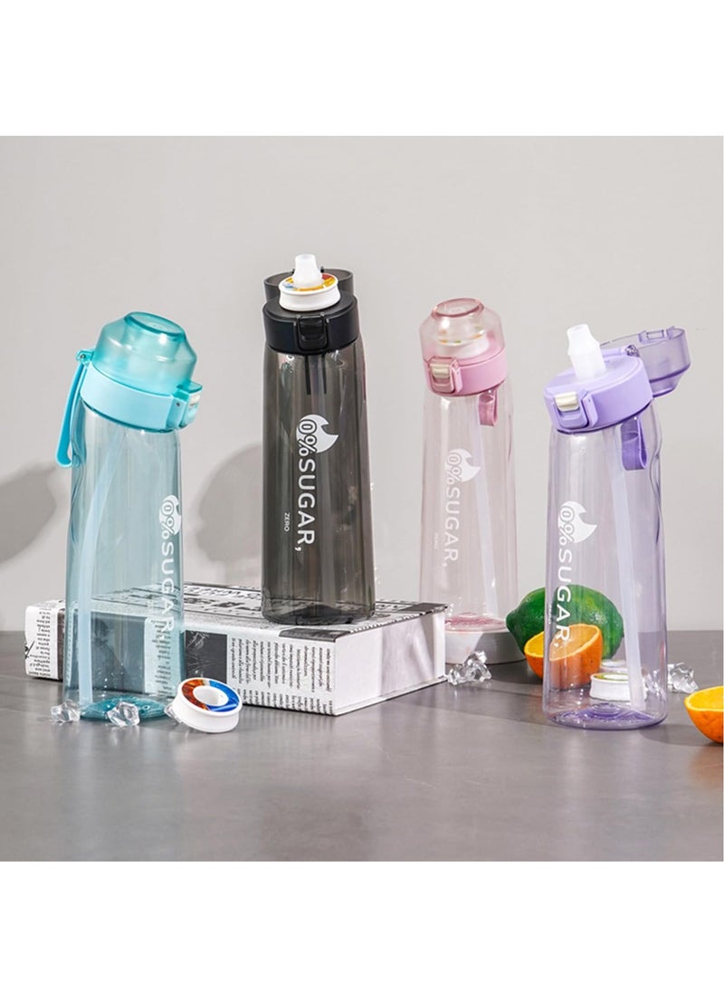 Generic - Sports Air Water Bottle, BPA-Free Starter Set Drinking Bottles with 5 Flavour Pods Scented for Flavouring, 0 Sugar, 0 Calorie (Purple) - Image 1