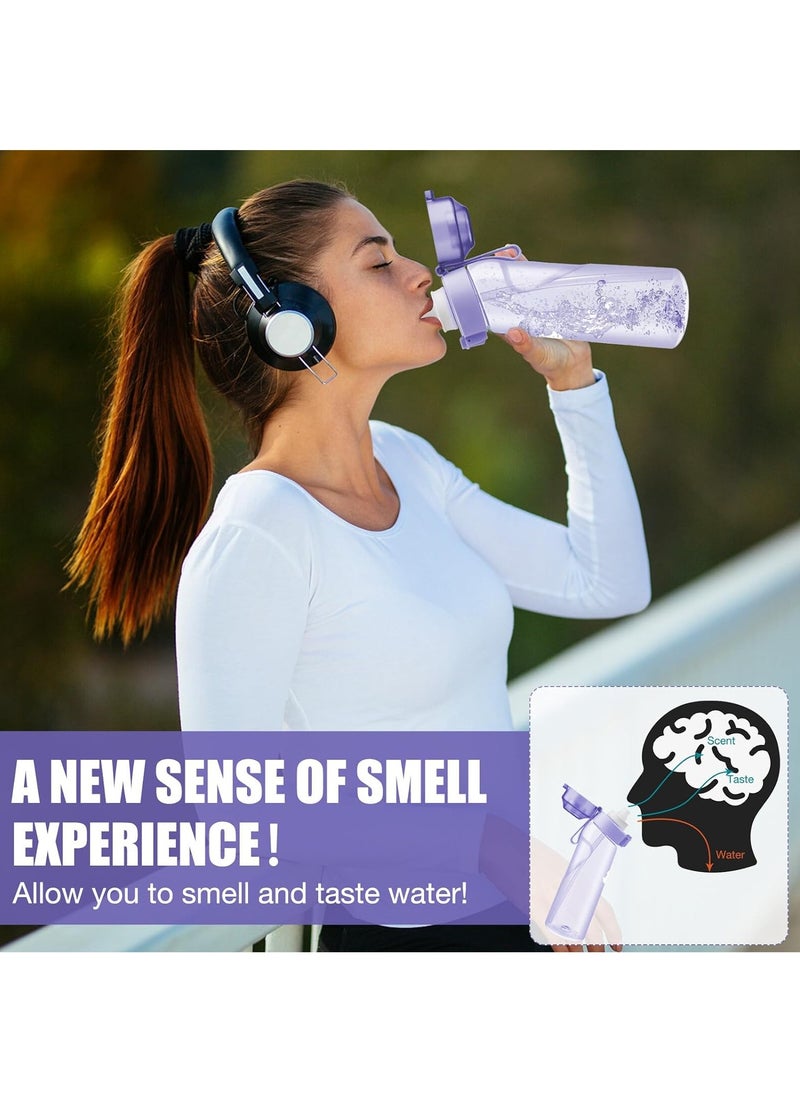 Generic - Sports Air Water Bottle, BPA-Free Starter Set Drinking Bottles with 5 Flavour Pods Scented for Flavouring, 0 Sugar, 0 Calorie (Purple) - Image 1