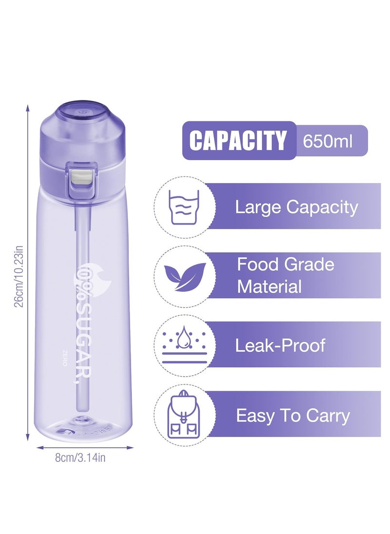 Generic - Sports Air Water Bottle, BPA-Free Starter Set Drinking Bottles with 5 Flavour Pods Scented for Flavouring, 0 Sugar, 0 Calorie (Purple) - Image 1