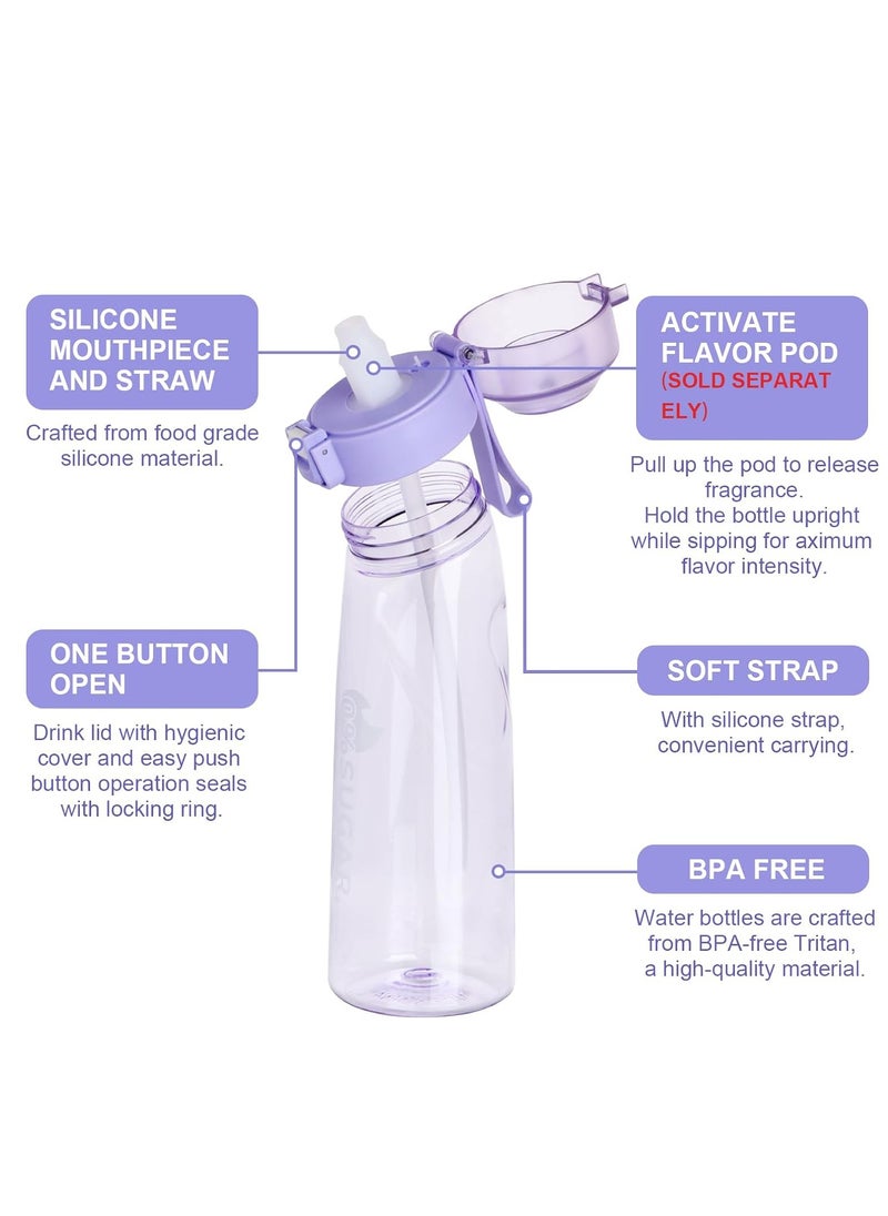 Generic - Sports Air Water Bottle, BPA-Free Starter Set Drinking Bottles with 5 Flavour Pods Scented for Flavouring, 0 Sugar, 0 Calorie (Purple) - Image 1