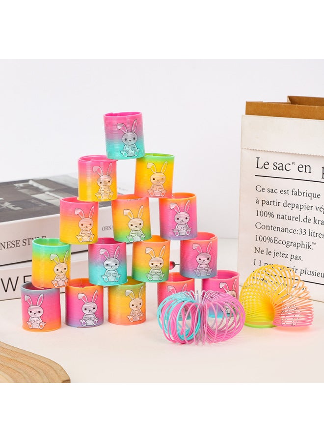 Children's Magic Rainbow Ring Spring Ring Boys And Girls Puzzle Elastic Ring Magic Hula Hoop Small Toys Wholesale-Color:3.2*3.5 Rainbow Color 12 Pieces Per Pack Single Price  - Image 2