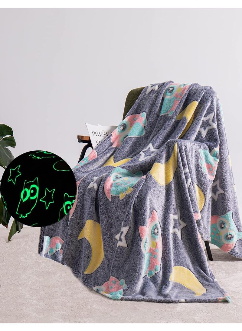 Bluejw Glow in The Dark Blanket Personalized Blanket For Kids,50x60inch Throw Blankets Super Cozy Plush Soft Fleece Blanket for Girls Boys Birthday Gifts  - Image 1