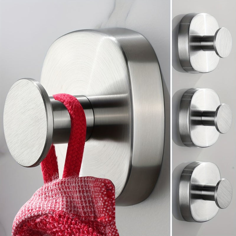 4 خطافات حائط بكؤوس شفط مفرغة ثقيلة مقاومة للصدأ للمناشف والمعاطف والمفاتيح - Image 3