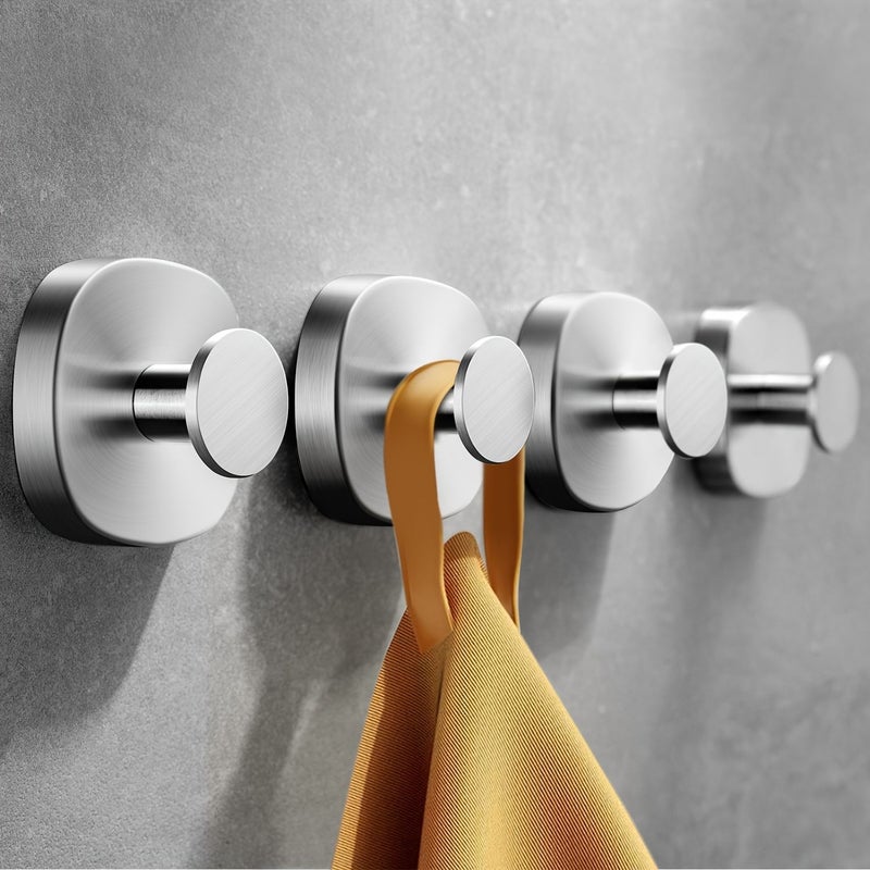 4 خطافات حائط بكؤوس شفط مفرغة ثقيلة مقاومة للصدأ للمناشف والمعاطف والمفاتيح - Image 2