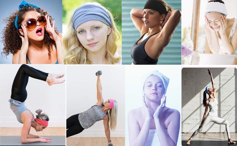 K-Elewon 3 Pack Women Wide Elastic Head Wrap Headband Sports yoga Hair Band (3 Pack(A12)) - Image 5